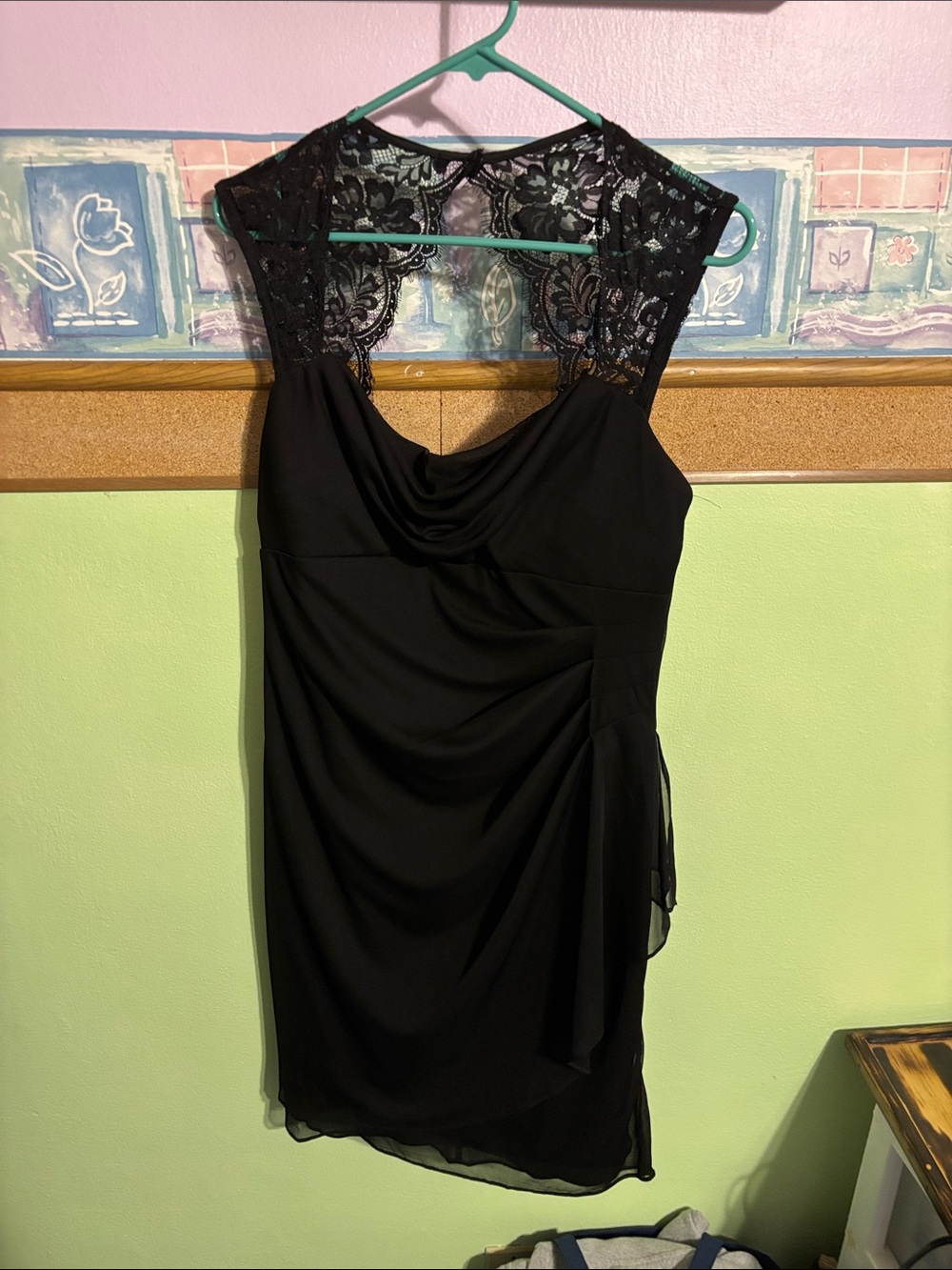 Scarlett Black Lace-Cap Mini Dress